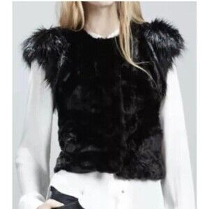 Skaist Taylor Neiman Marcus Faux-Fur Vest Black MSRP $80 . Size M